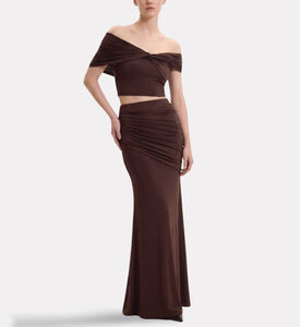 JW PEI Ruched Column Maxi Skirt, Model View