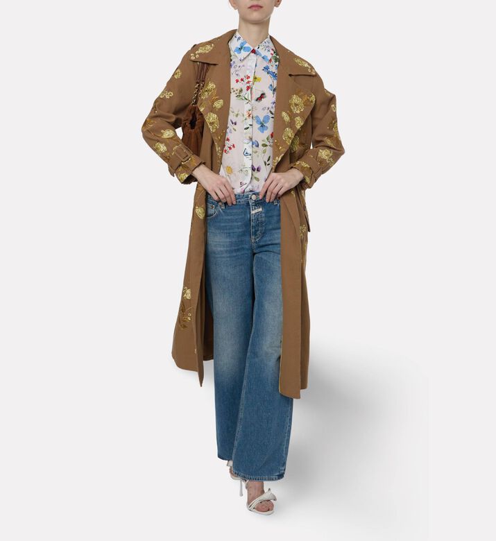 Alice and Olivia Floral-embroidery Regular-fit Coat, Model View