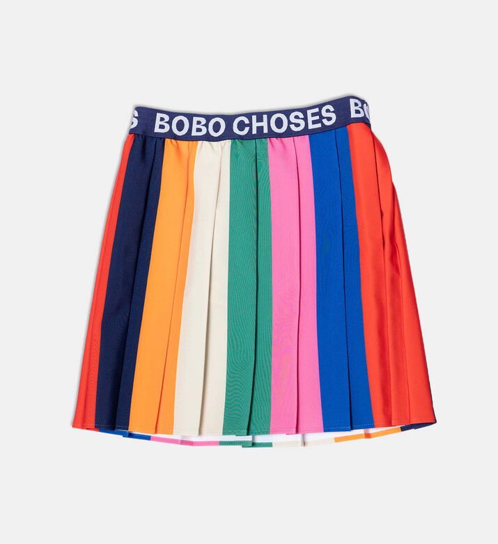 Bobo Choses Logo-print Elastic Waistband Colorful Stripes Pleated Skirt, Packshot View