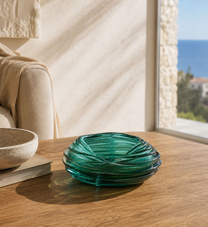 Gileno Ninho Handmade Gold Crystal Bowl, Transparent, Packshot View