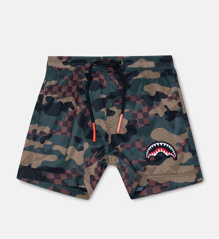 Camo Checkered Swim Trunks