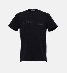 تي شيرت قطن جيرسي بطبعة الشعار