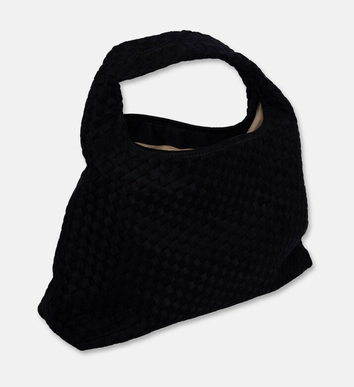 JW PEI Laura Faux Suede Woven Shoulder Bag, Black, Packshot View