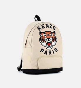 حقيبة ظهر قماشية بشعار مطرز