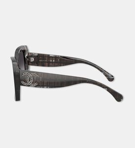 Chanel Acetate Square-shaped Sunglasses, Black, Packshot View