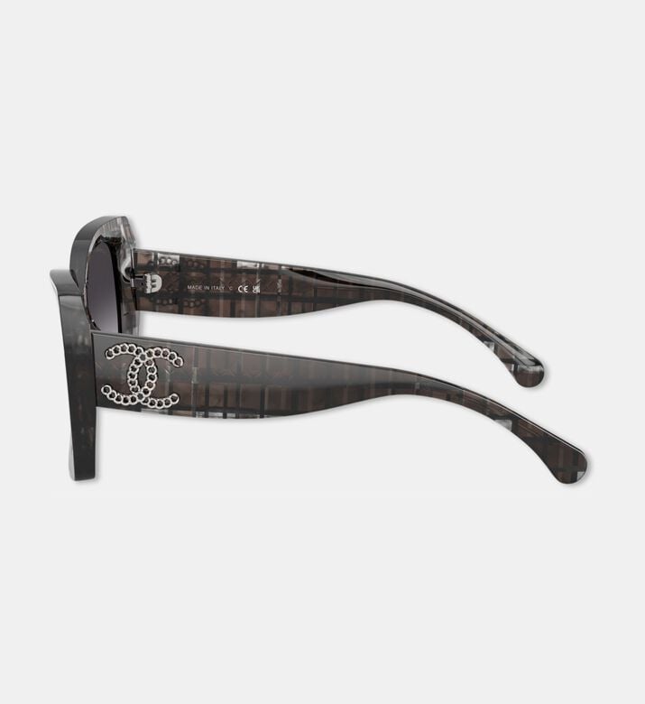 Chanel Acetate Square-shaped Sunglasses, Black, Packshot View
