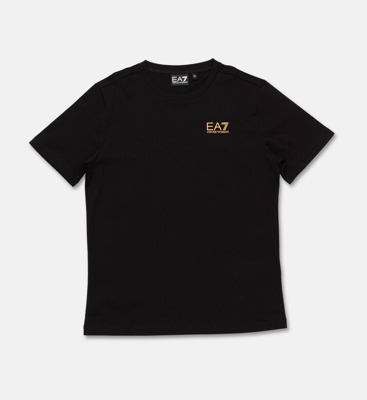 EA7 Cotton Straight Hem T-shirt, Black, 12y, Packshot View