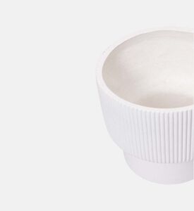 Home Deco and More Fiber Clay Ribbed Top Planter, Light-grey, 38-cm, Packshot View