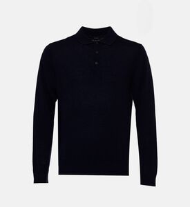Vince Two-button Placket Long-sleeve Polo Shirt, Black, M, Packshot View