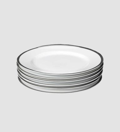 Silver-rim Dessert Plate 6-piece Set - 21 Cm