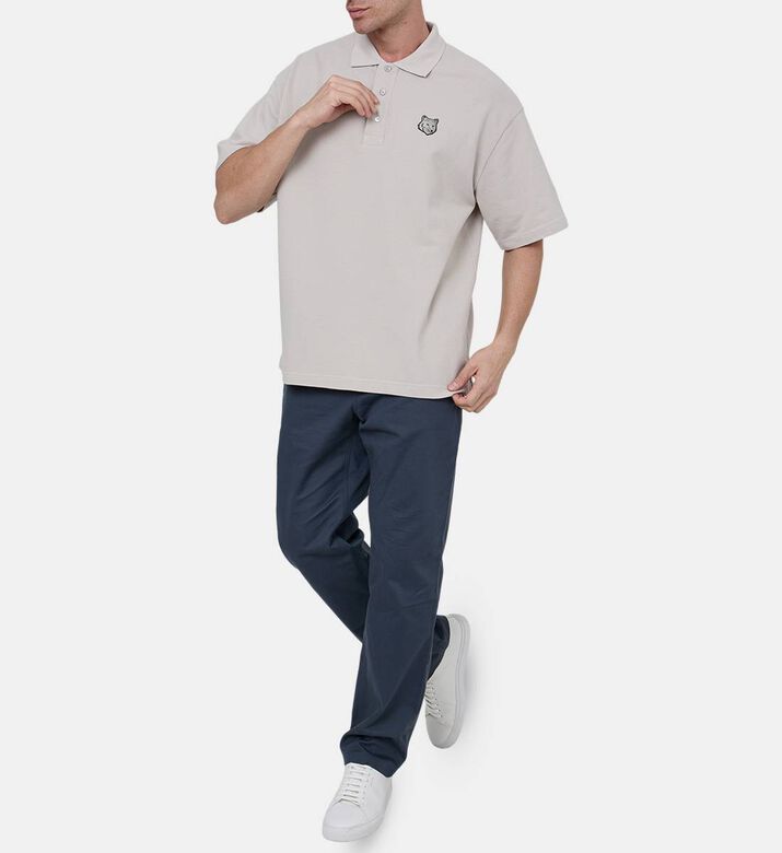 Bold Fox Head Patch Oversized Polo Shirt