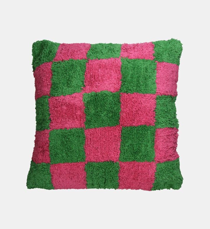 Kersten Checkered Square-shape Cotton Cushion, Packshot View Kersten Checkered Square-shape Cotton Cushion, Packshot View
