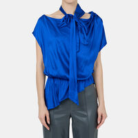 Mitsuko Draped One Shoulder Asymmetric Scarf Blouse