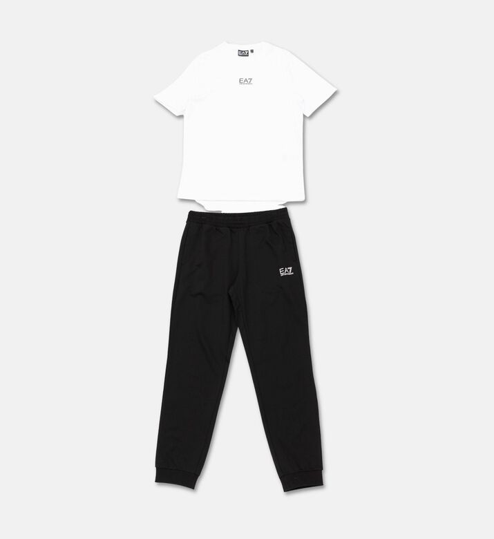 EA7 Cotton Regular-fit Tracksuit, Black, 14y, Packshot View