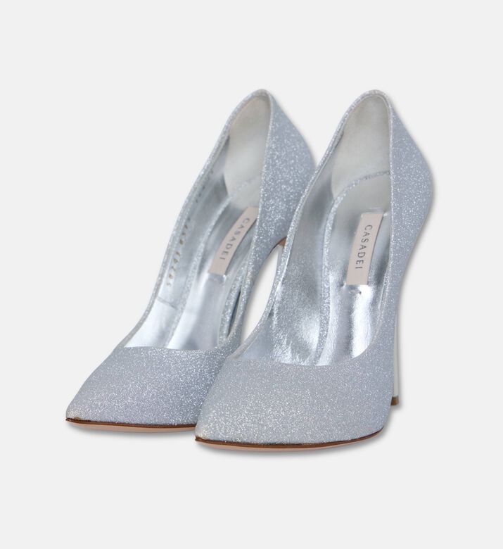 Casadei Glitter Pointed-toe Stiletto Pumps, Silver, Eu-39, Packshot View