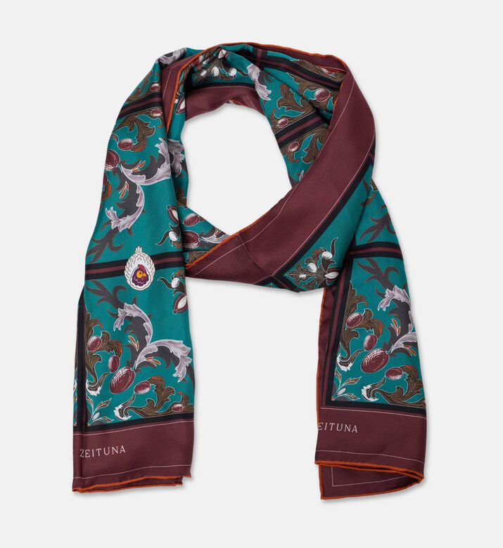 The Zeituna Henhouse Silk All-over Tiled Floral-print Scarf, Packshot View