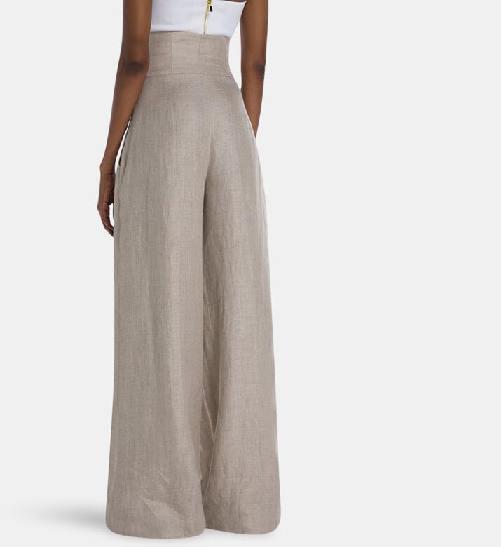 Savanna Lou Pleated High Waisted Hemp Trousers, Model View