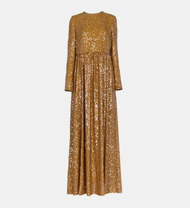 فستان طويل مزين بترتر