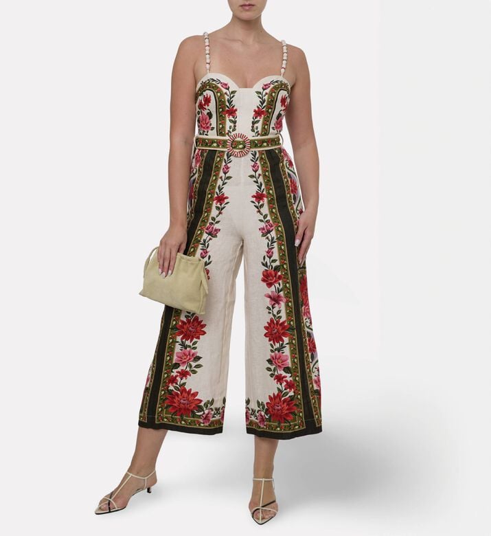 Farm Rio Wonder Wide-leg Printed Jumpsuit, Model View