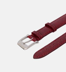 Camille Fournet Shiny Lizard Watch Strap, Dark-red, Packshot View