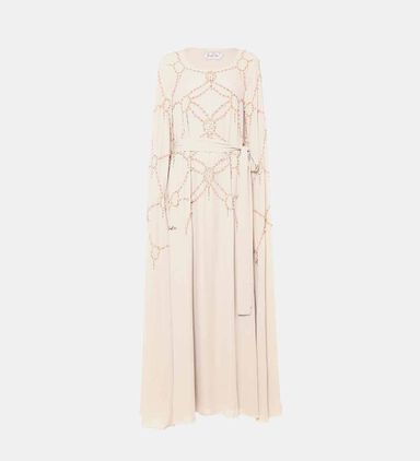 Embellished Long-sleeve Maxi Gown
