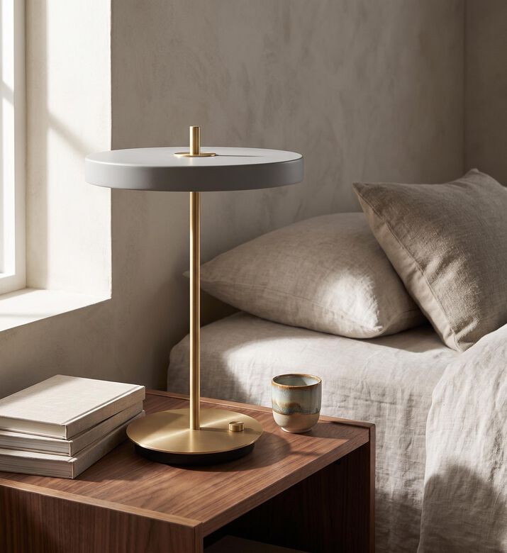 Umage Asteria Aluminum Table Lamp, Beige, Packshot View