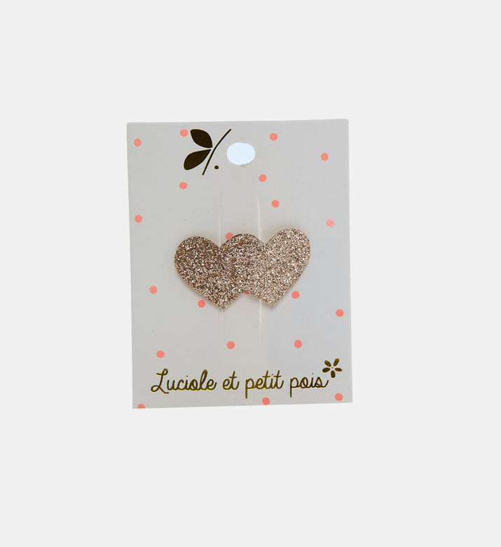 مشبك شعر بشكل قلب ذهبي لامع