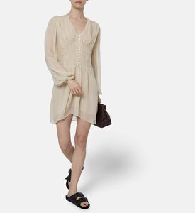 Isabel Marant Smocked Waist V-neck Mini Dress, Model View
