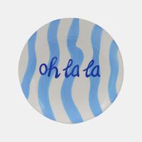 طبق دائري سيراميك بتصميم مخطط