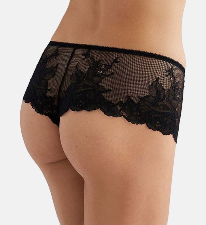 Wacoal Floral-embroidery Regular-fit Briefs, Black, L, Model View
