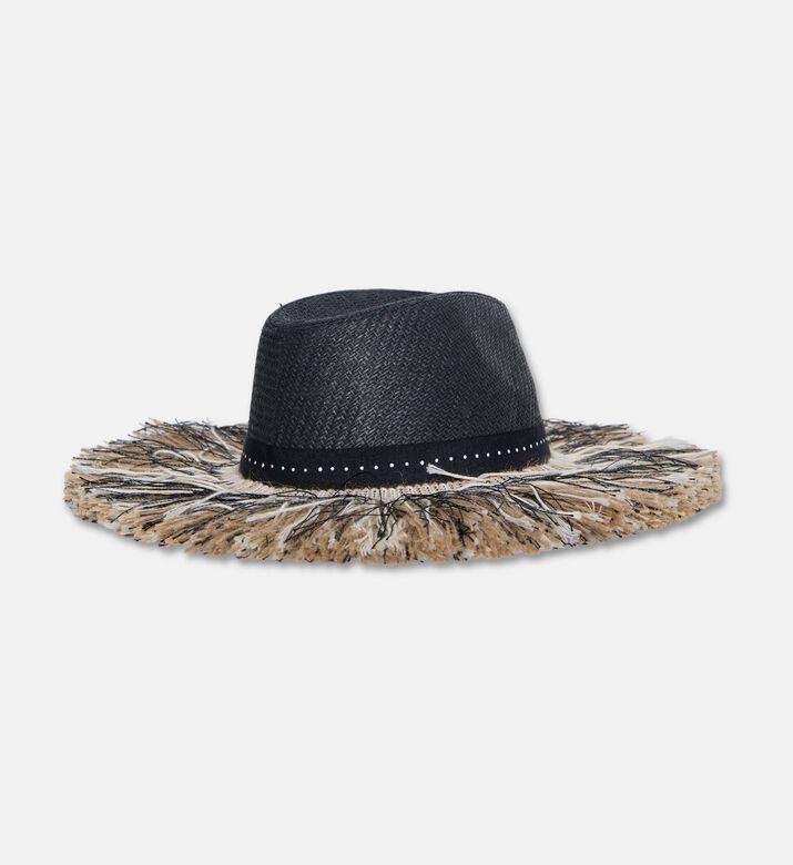 Sorena Wide Fringed Brim-detail Hat, Packshot View