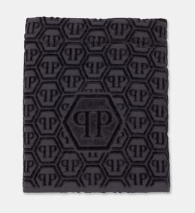 Philipp Plein Cotton Hexagon Design Bath Towel, Grey, 95x150-cm, Packshot View