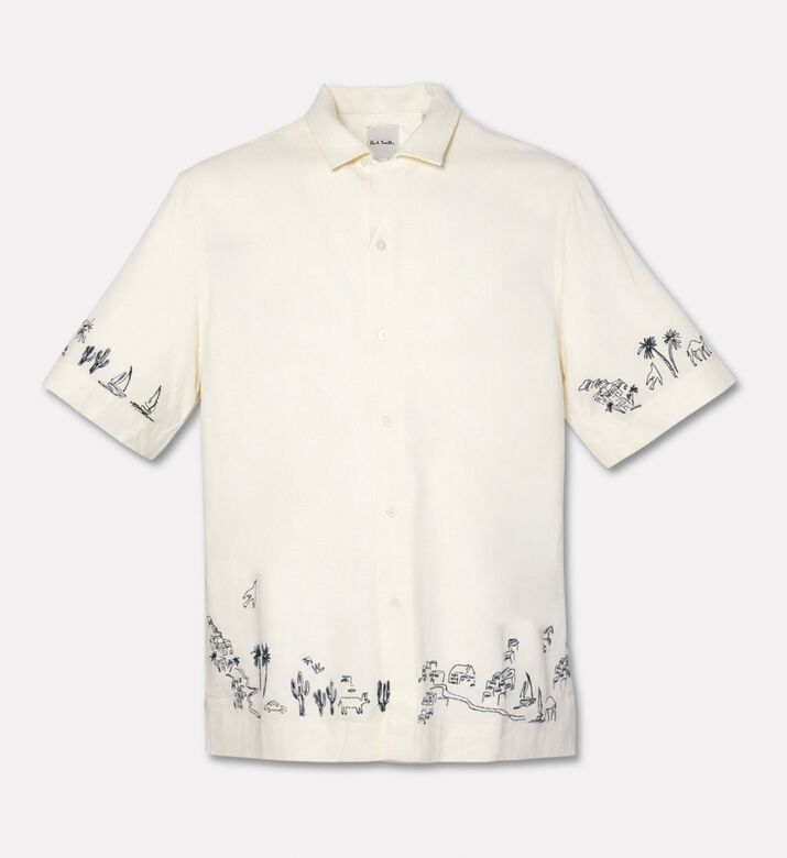 Paul Smith Tonal Button-down Line-art Shirt, Packshot View