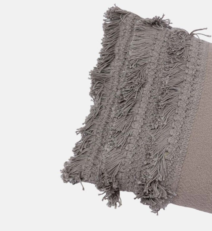Home Deco and More Swan Fringe Applique Filled And Vaccumed Cushion, Grey, Packshot View