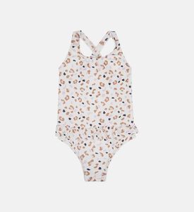 بدلة سباحة بطبعة جلد نمر بلون كاكي