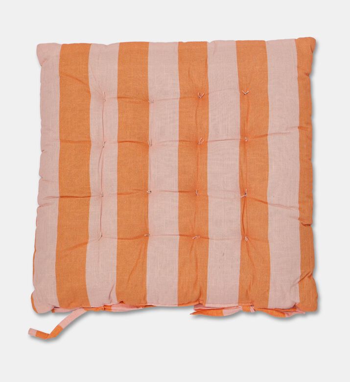 Home Deco and More Linea Cotton Striped Two-ties Chair Pad, Packshot View