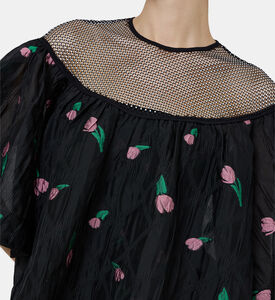 Tulip Print Mesh Top