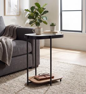 Home Deco and More Glam Wood Top Sofa Side Table, Oak, 33x47-cm, Packshot View