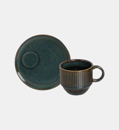 Linhas Stoneware Stackable Tea Cup Saucer Set