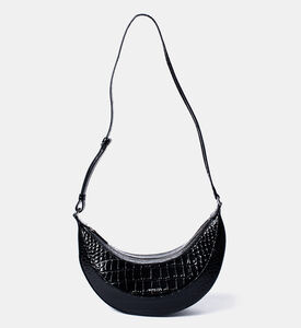 حقيبة موزة من جلد العجل بتأثير جلد التمساح