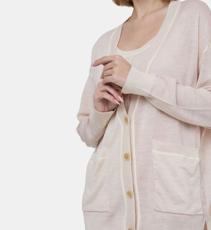 كارديغان محبوك بياقة V بجيوب خارجية