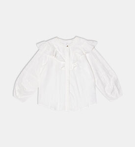 Cotton Poplin Ruffled Blouse