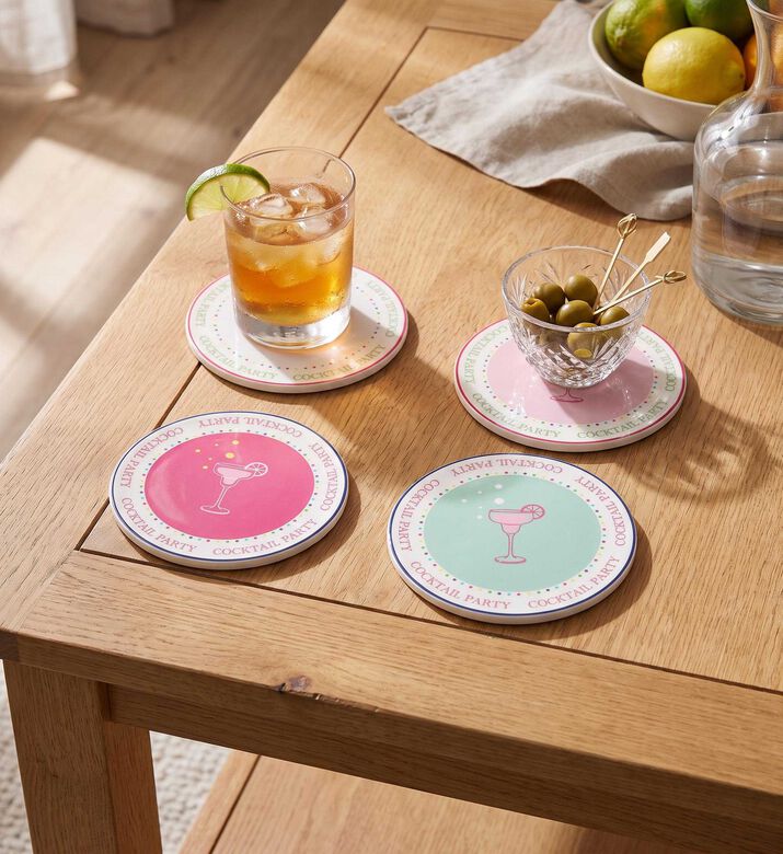 Easy Life Aquamarine-inspired 4-piece Coaster Set, Model View