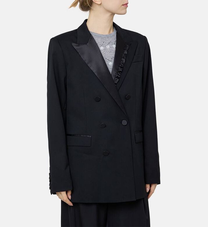 Satin Lapel Double-breasted Jacket Satin Lapel Double-breasted Jacket