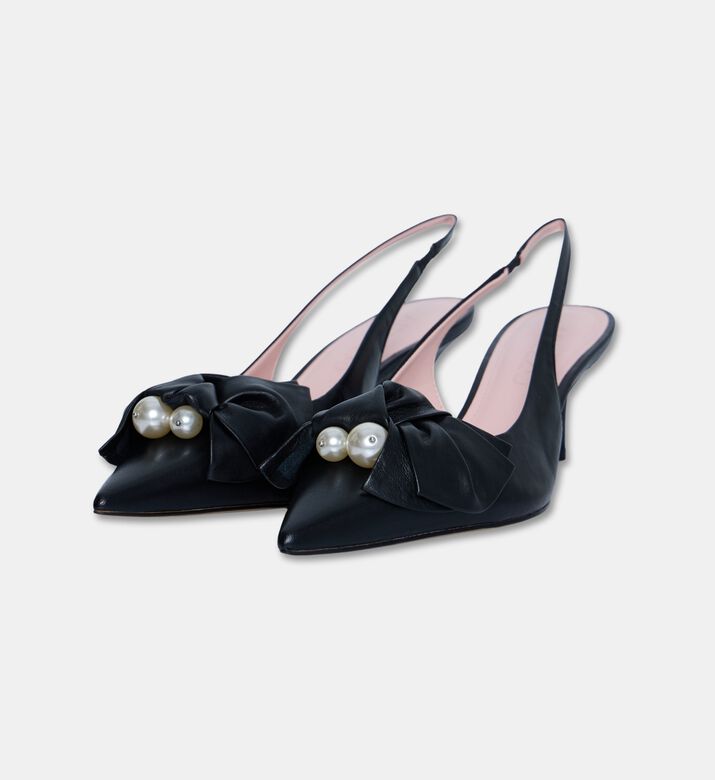 Arezzo Leather Slingback Pumps, Black, Eu-38, Packshot View