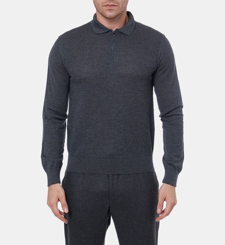 Corneliani Polo Knitted, Dark-grey, 56, Model View