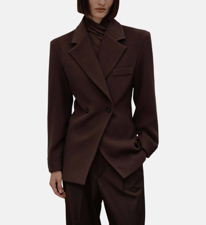 Button Closure Long-sleeve Blazer