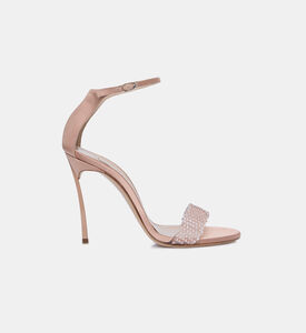 صندل بكعب عالي ساتان مرصع بكريستال