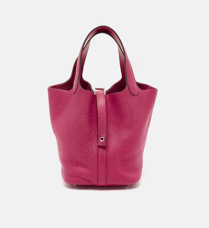 Leather Minimalist Top Handle Bucket Tote Bag Preowned