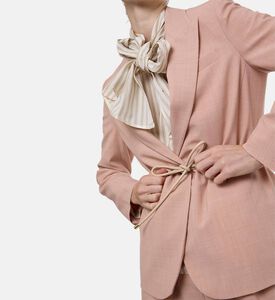 Forte-Forte Belted Waist Notch Lapel Jacket, Model View